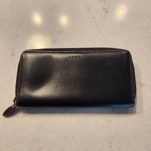 Lodi's Black Leather Zip Wallet